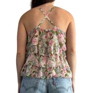 Abercrombie & Fitch Floral Ruffle Layered Camisole XS